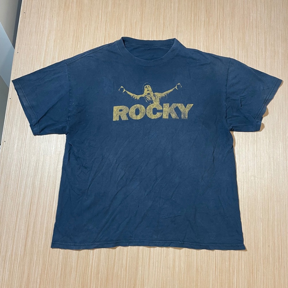 Rocky Movie Graphic T-Shirt Mens Blue Short Sleeve Sylvester Stallone Large